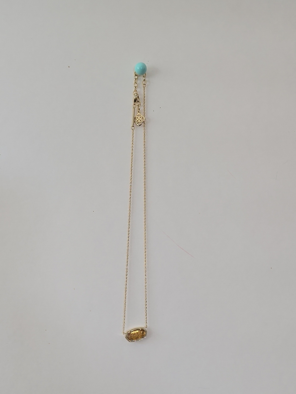 Gold Pendant Necklace with Yellow Stone - Women Jewelry